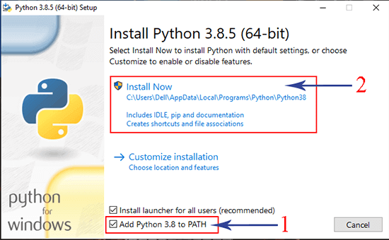 install python in windows step 1