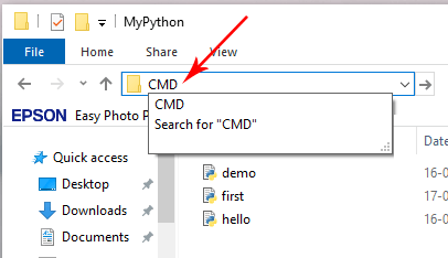 open cmd for run python programs