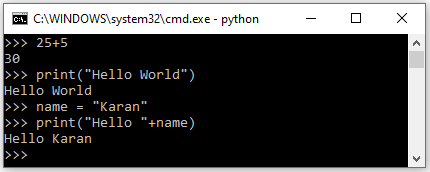 python commands in python shell