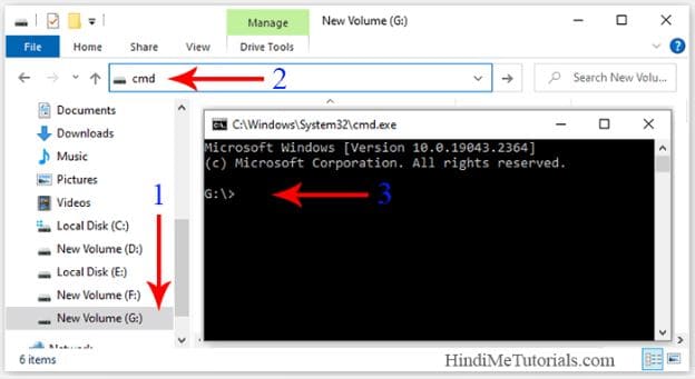 open cmd in g drive