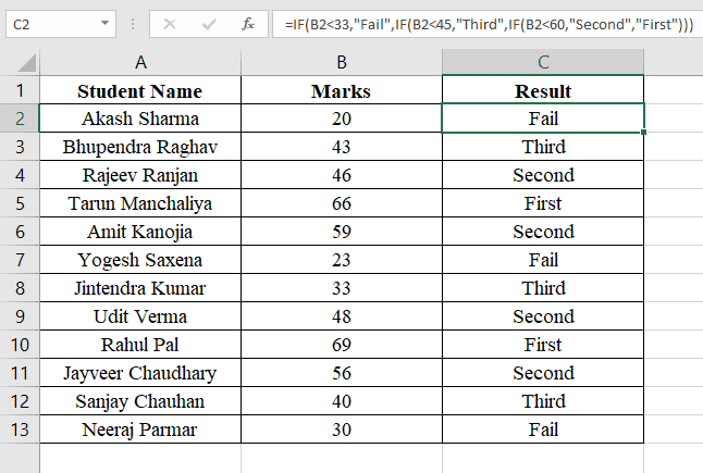 Nested IF Function in Excel in Hindi 2